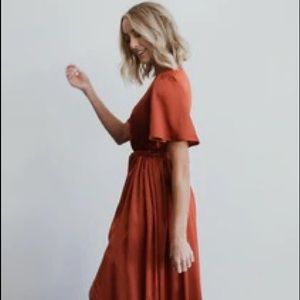 Baltic Born Sicily Satin Maxi Dress in Rust - UNALTERED, NEVER WORN